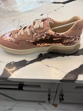 Coach Rose Gold Sequin Low-Top Sneaker